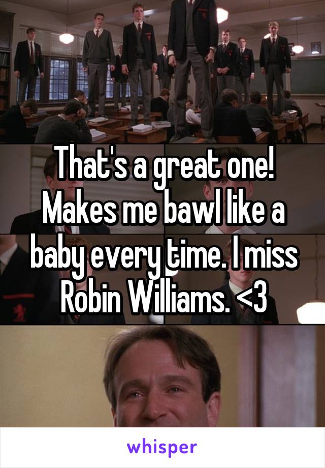 That's a great one! Makes me bawl like a baby every time. I miss Robin Williams. <\3