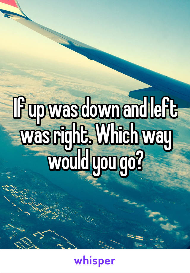 If up was down and left was right. Which way would you go?