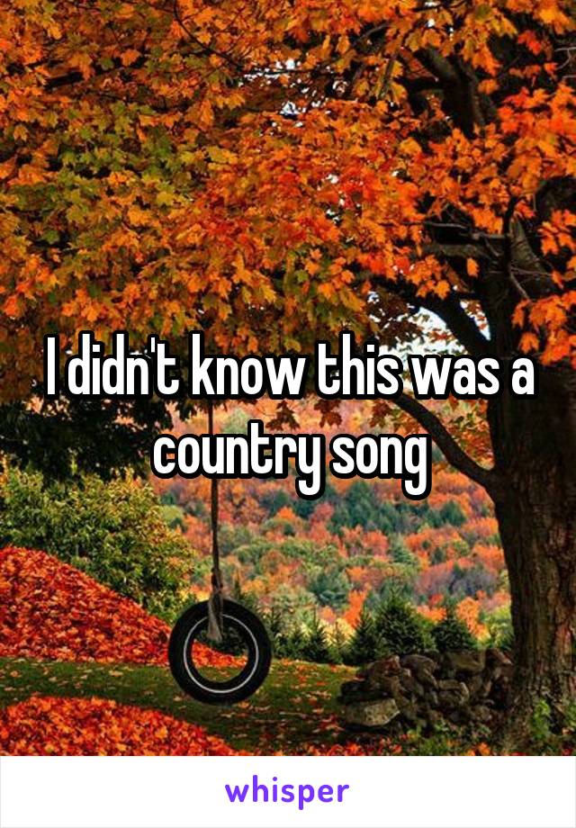 I didn't know this was a country song