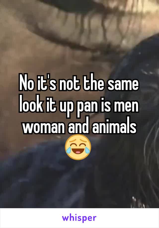 No it's not the same look it up pan is men woman and animals 😂 