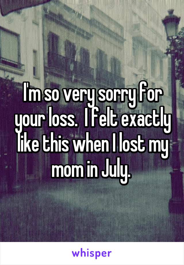 I'm so very sorry for your loss.  I felt exactly like this when I lost my mom in July. 