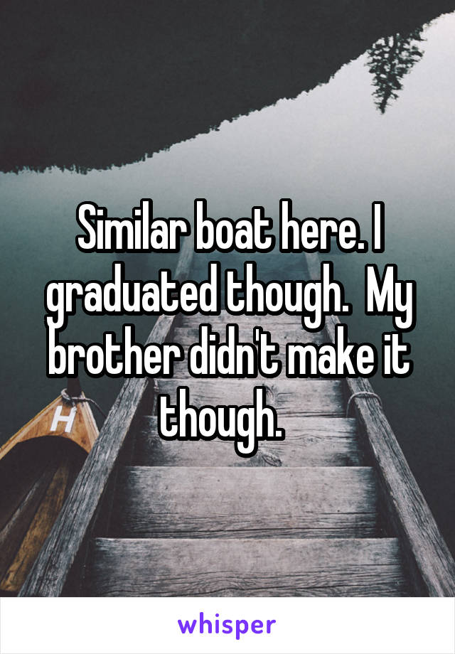 Similar boat here. I graduated though.  My brother didn't make it though.  