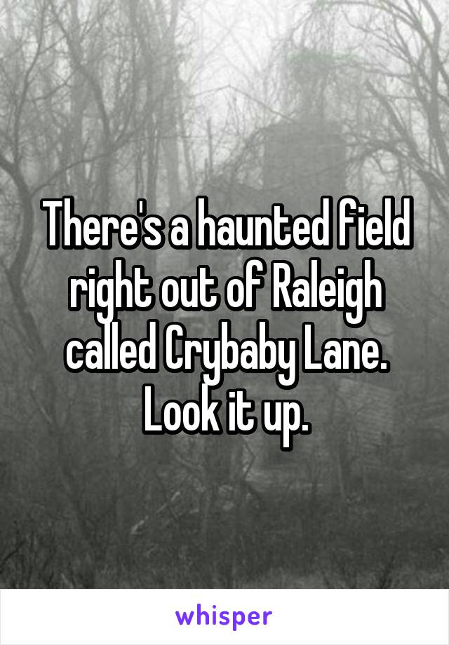 There's a haunted field right out of Raleigh called Crybaby Lane. Look it up.