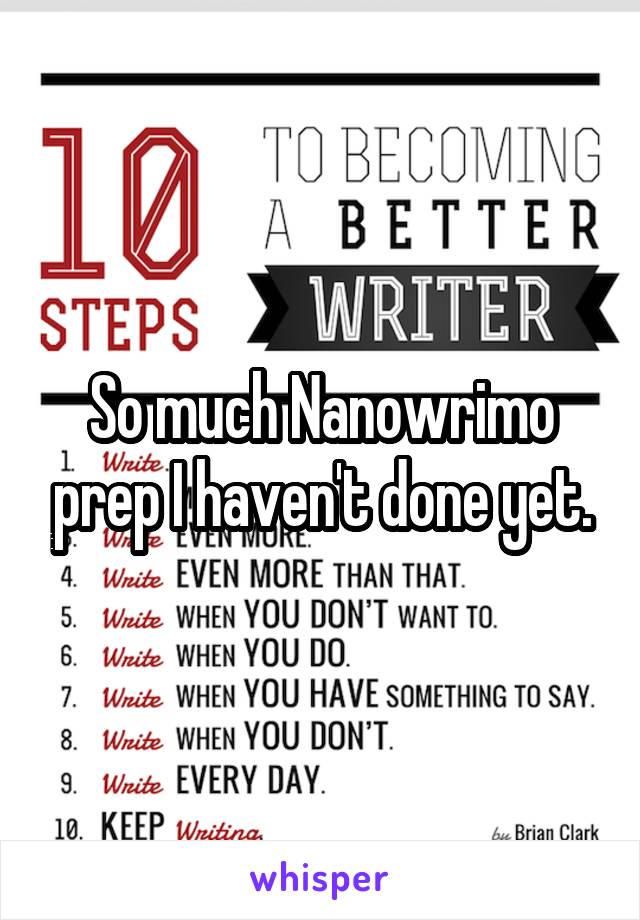 So much Nanowrimo prep I haven't done yet.