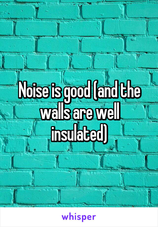 Noise is good (and the walls are well insulated)