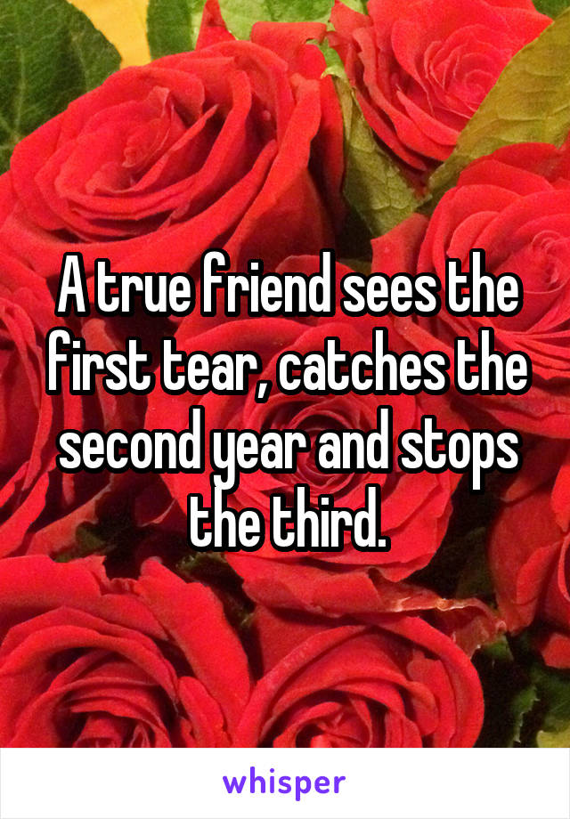 A true friend sees the first tear, catches the second year and stops the third.