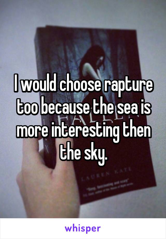 I would choose rapture too because the sea is more interesting then the sky.