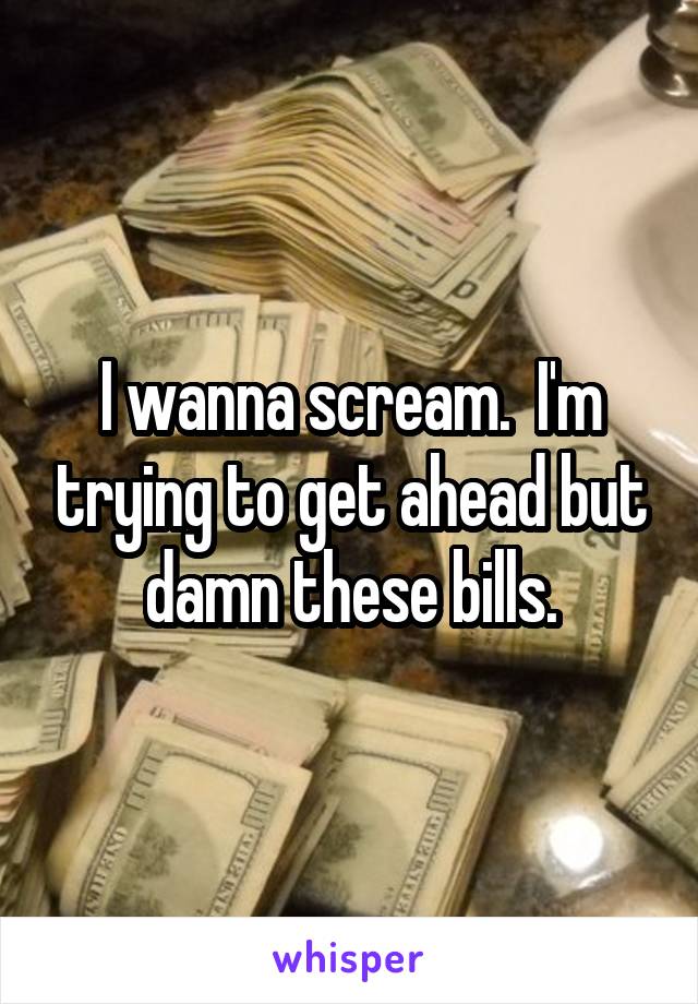I wanna scream.  I'm trying to get ahead but damn these bills.