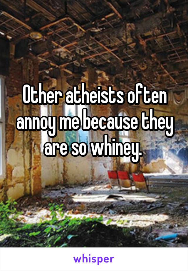 Other atheists often annoy me because they are so whiney. 
