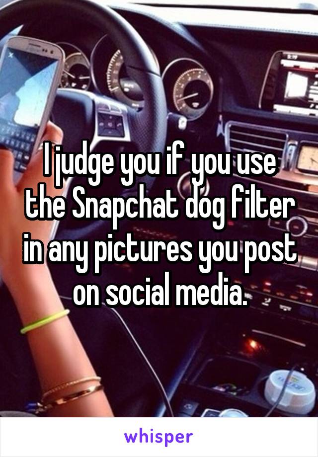 I judge you if you use the Snapchat dog filter in any pictures you post on social media.