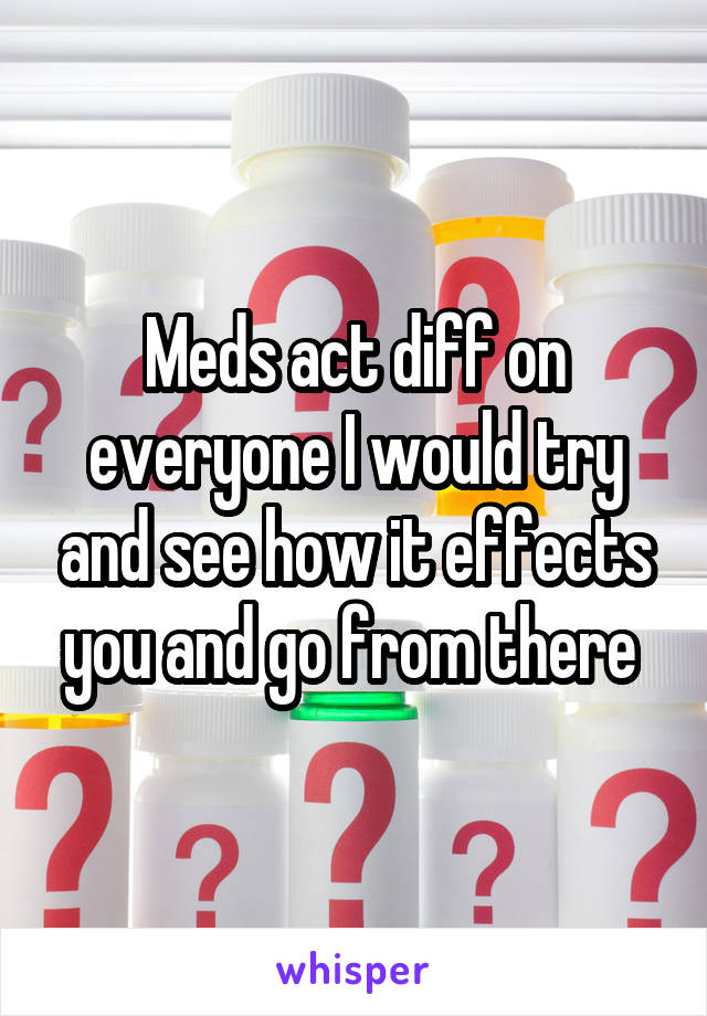 Meds act diff on everyone I would try and see how it effects you and go from there 