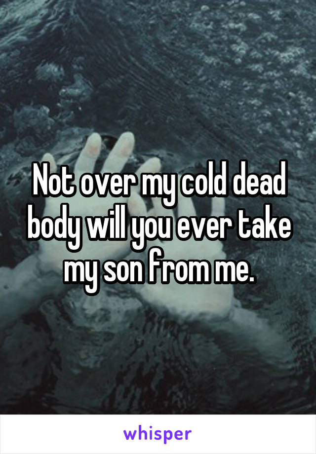 Not over my cold dead body will you ever take my son from me.