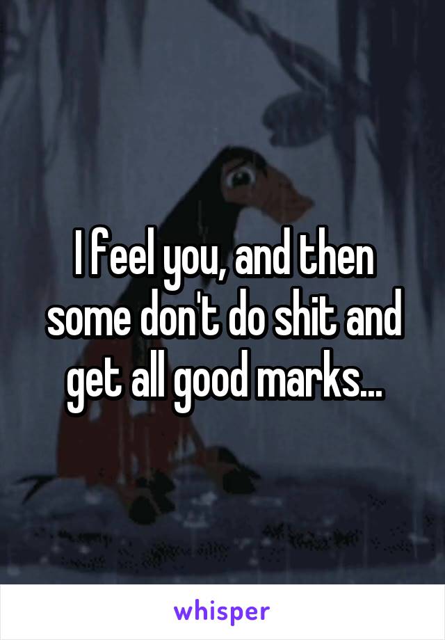 I feel you, and then some don't do shit and get all good marks...