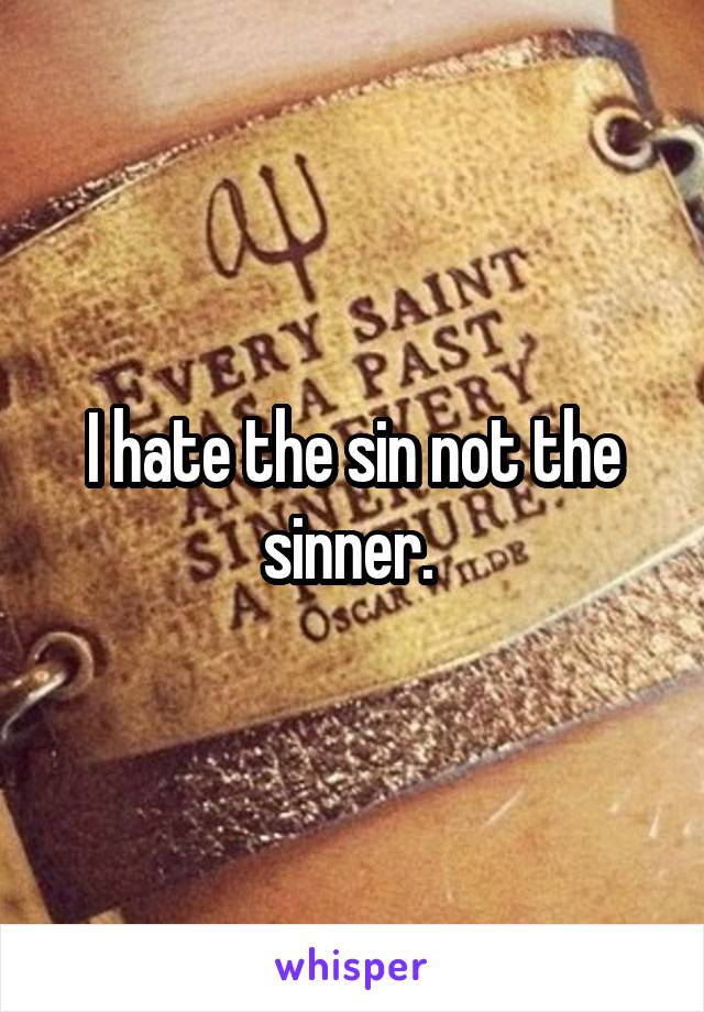 I hate the sin not the sinner. 