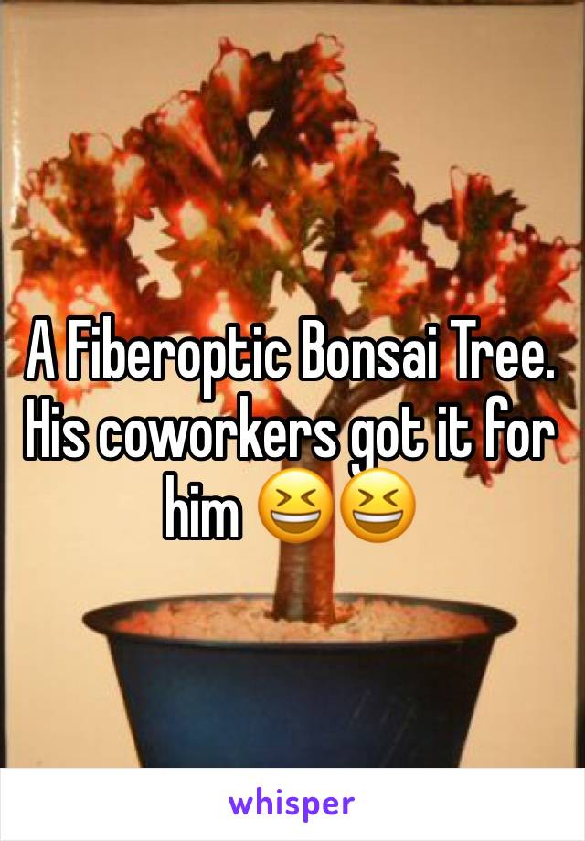 A Fiberoptic Bonsai Tree.   His coworkers got it for him 😆😆