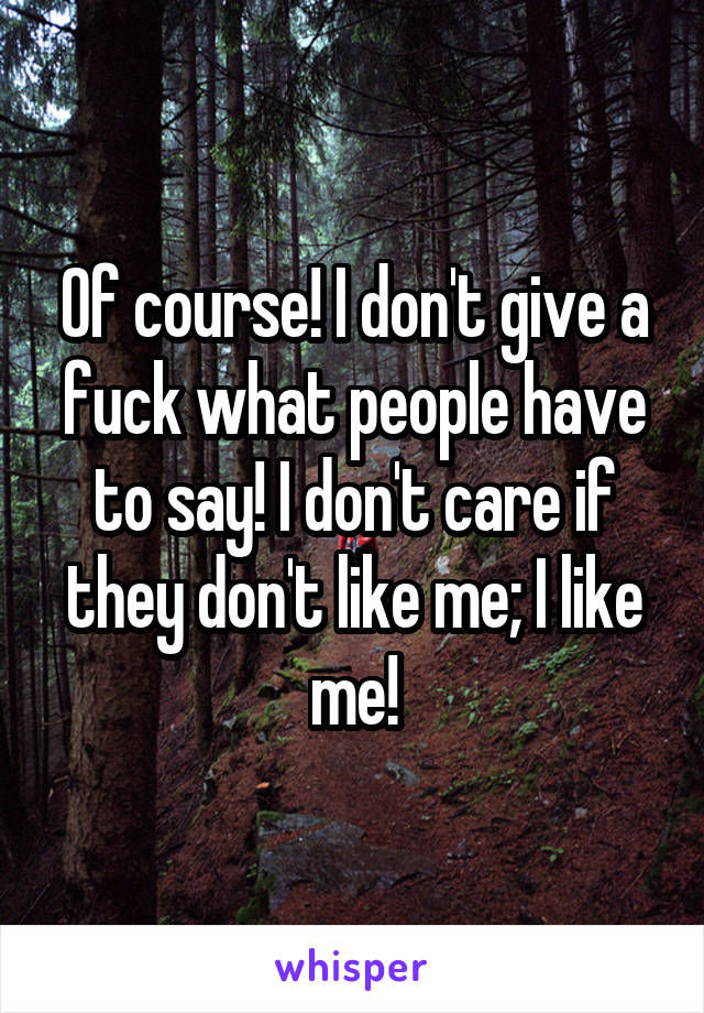 Of course! I don't give a fuck what people have to say! I don't care if they don't like me; I like me!