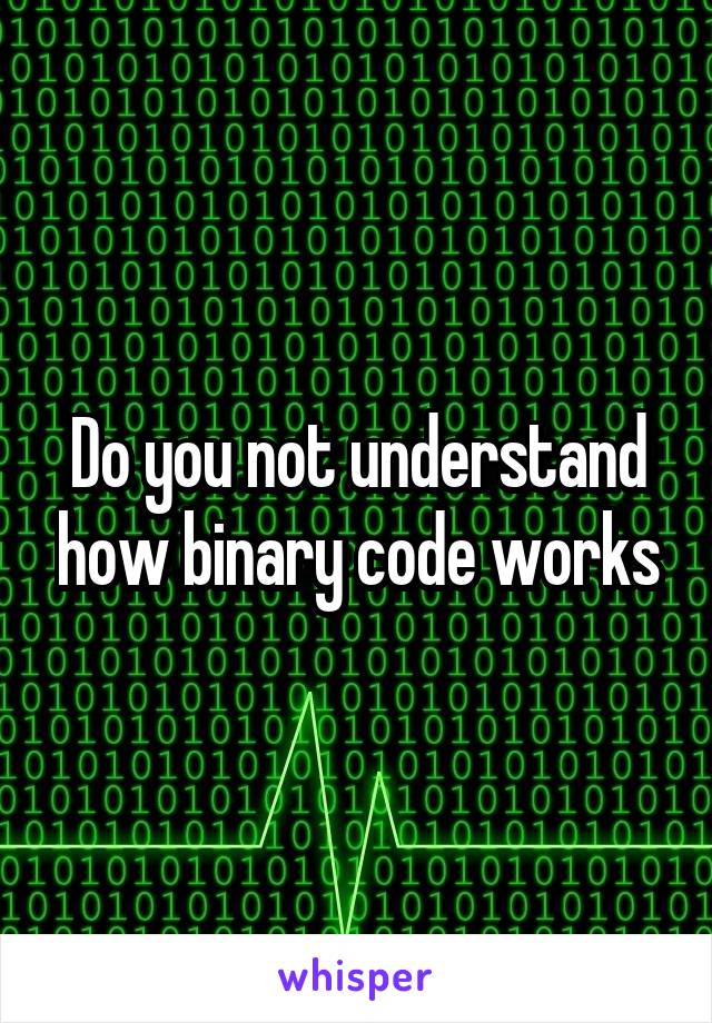 Do you not understand how binary code works