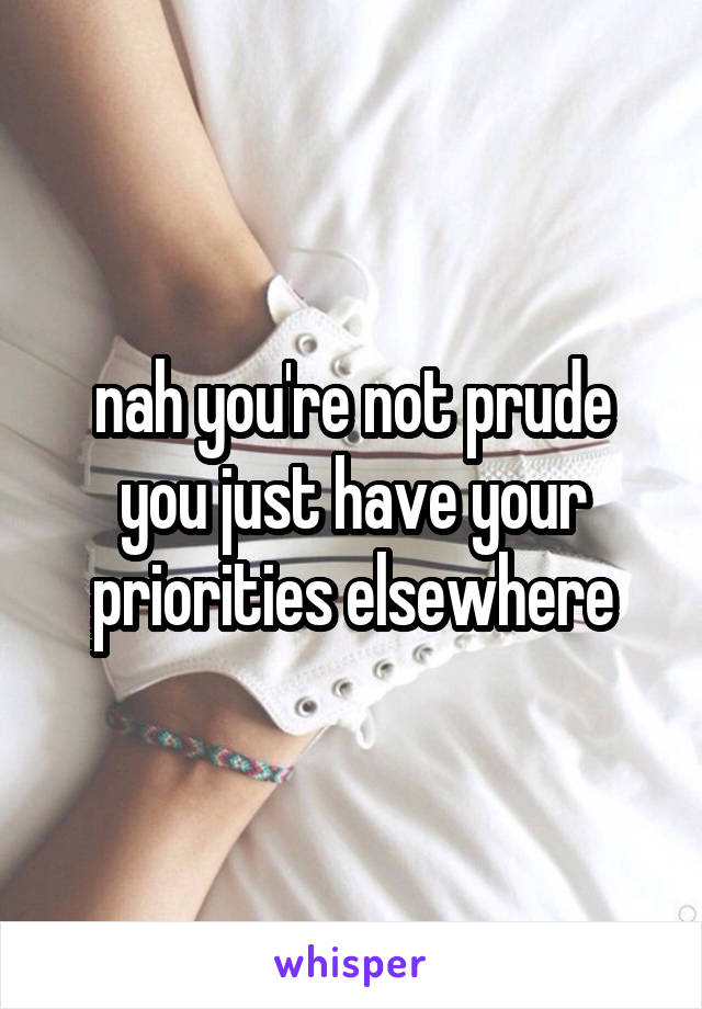 nah you're not prude you just have your priorities elsewhere
