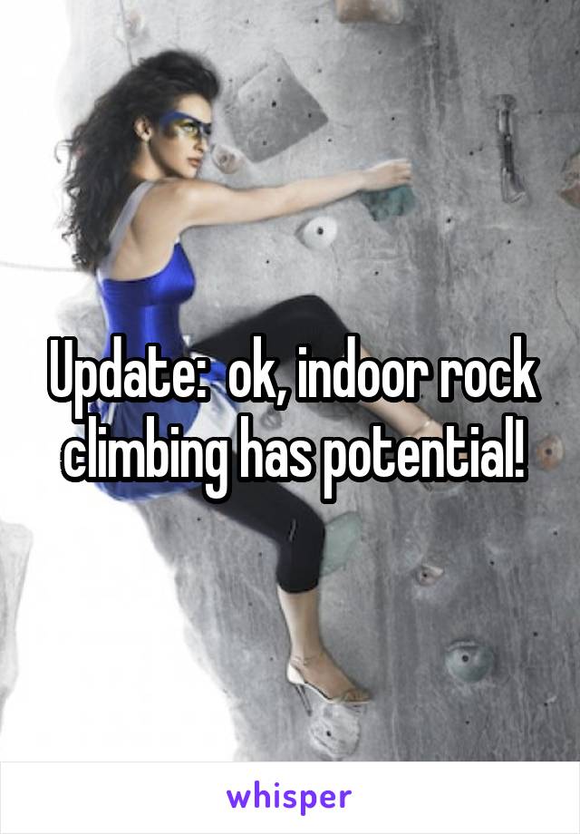 Update:  ok, indoor rock climbing has potential!