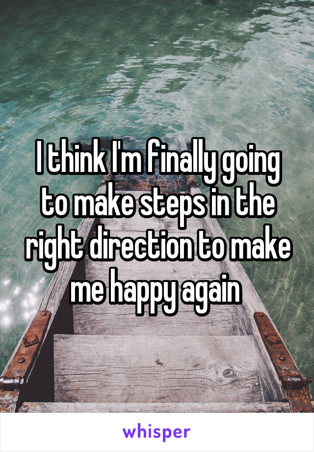 I think I'm finally going to make steps in the right direction to make me happy again 