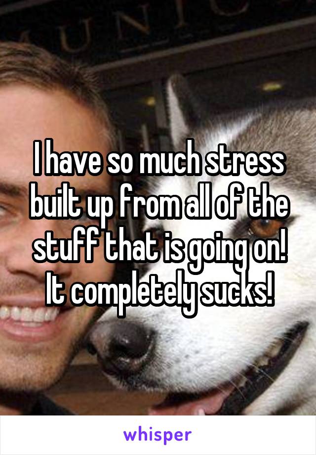 I have so much stress built up from all of the stuff that is going on! It completely sucks!