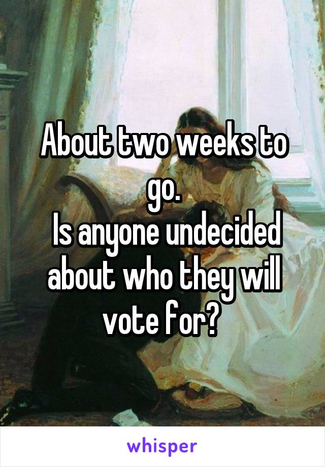 About two weeks to go.
 Is anyone undecided about who they will vote for? 