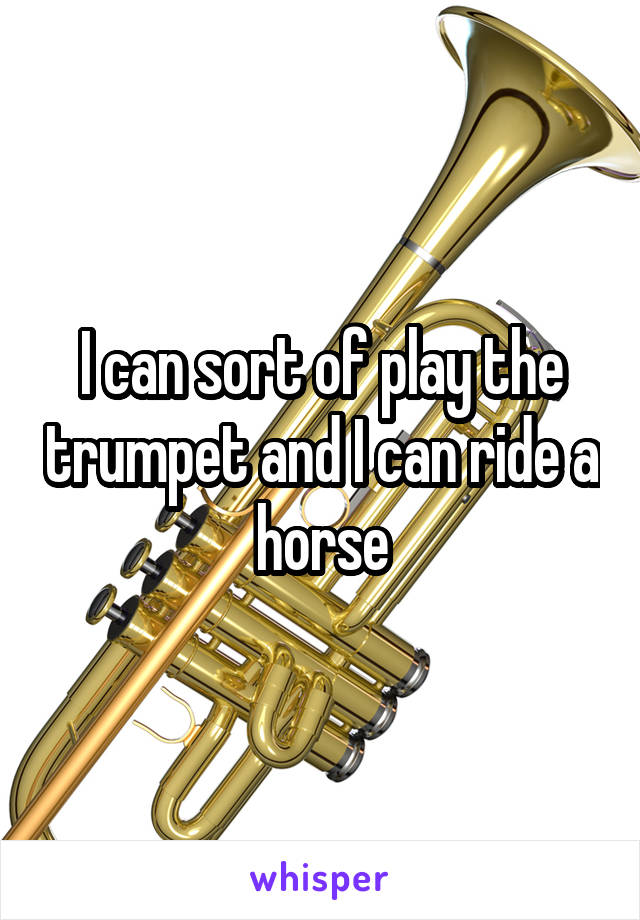 I can sort of play the trumpet and I can ride a horse