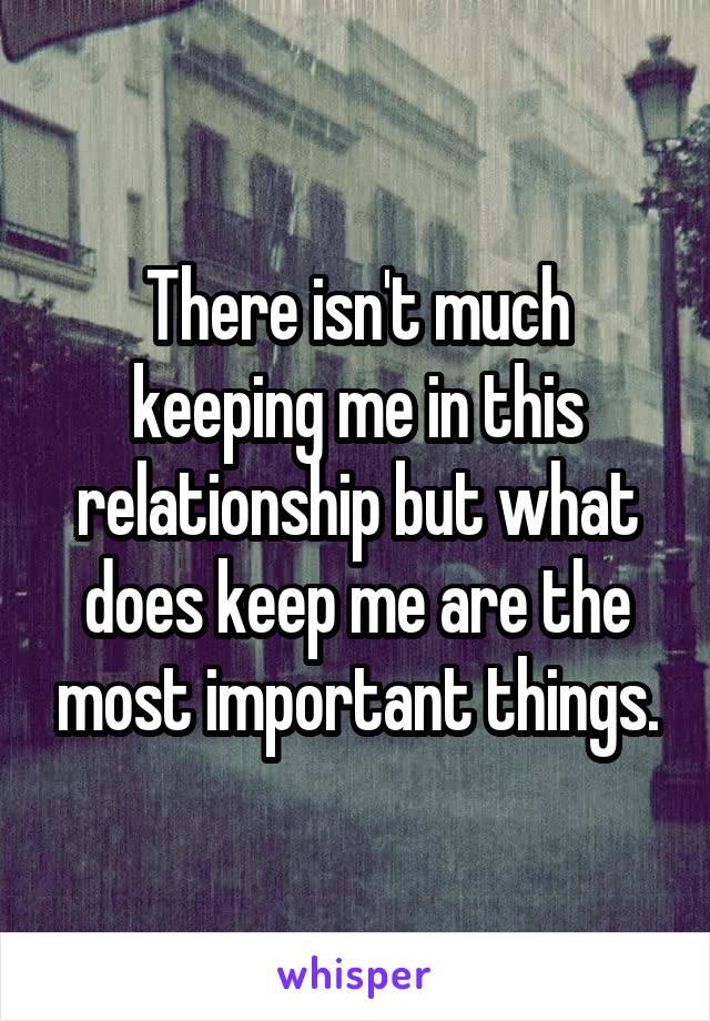 There isn't much keeping me in this relationship but what does keep me are the most important things.