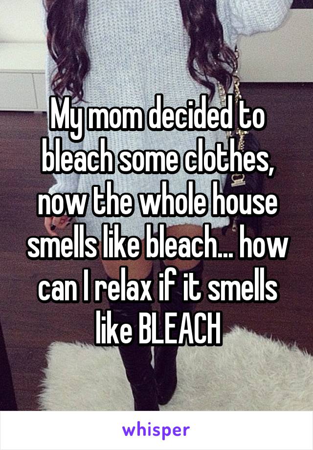 My mom decided to bleach some clothes, now the whole house smells like bleach... how can I relax if it smells like BLEACH