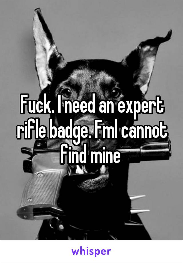 Fuck. I need an expert rifle badge. Fml cannot find mine 