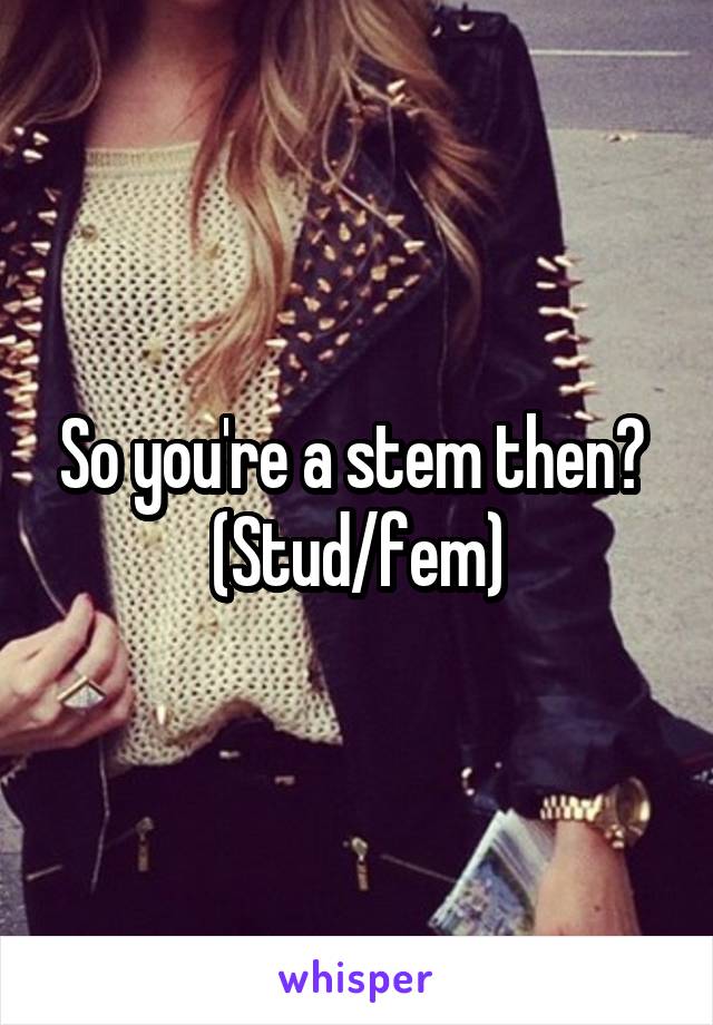 So you're a stem then? 
(Stud/fem)