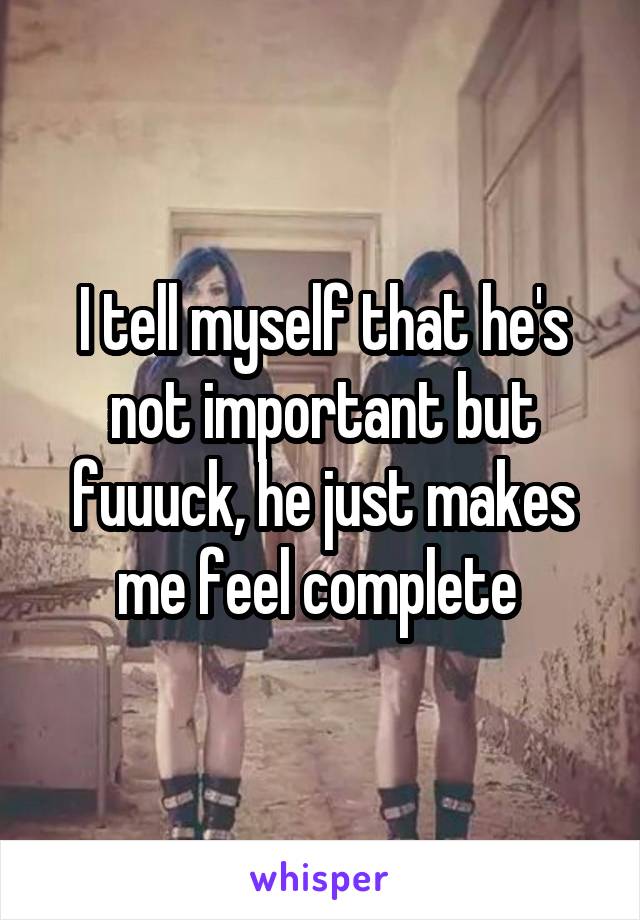 I tell myself that he's not important but fuuuck, he just makes me feel complete 