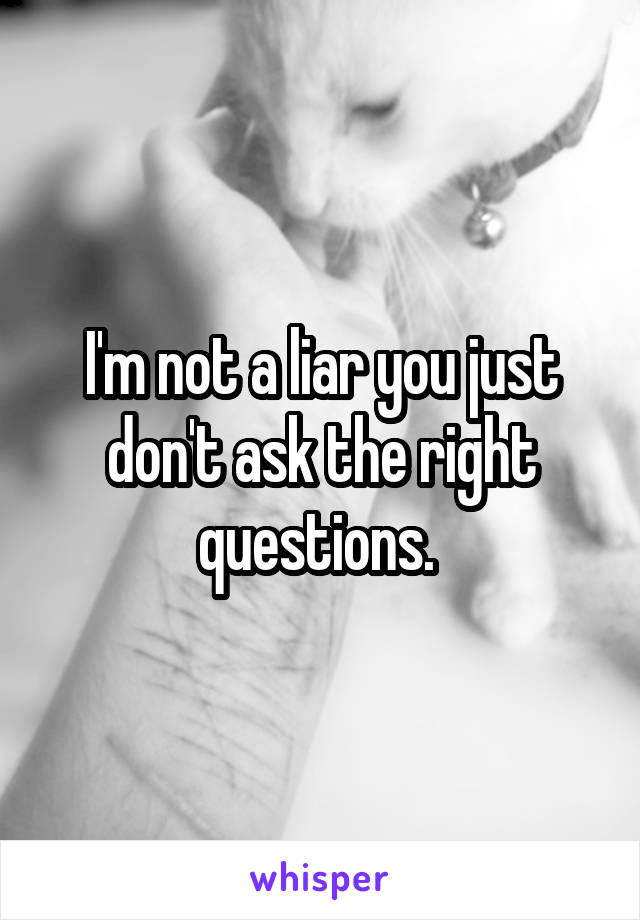 I'm not a liar you just don't ask the right questions. 