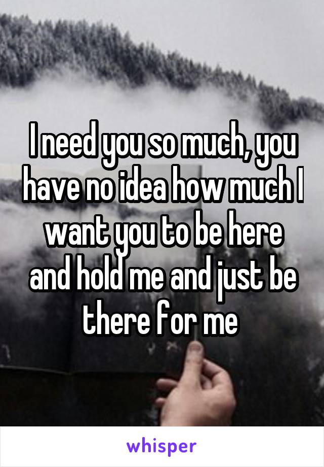 I need you so much, you have no idea how much I want you to be here and hold me and just be there for me 