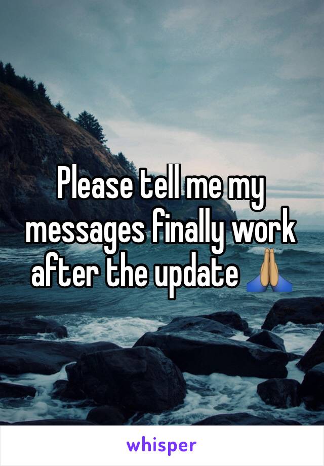 Please tell me my messages finally work after the update 🙏🏽