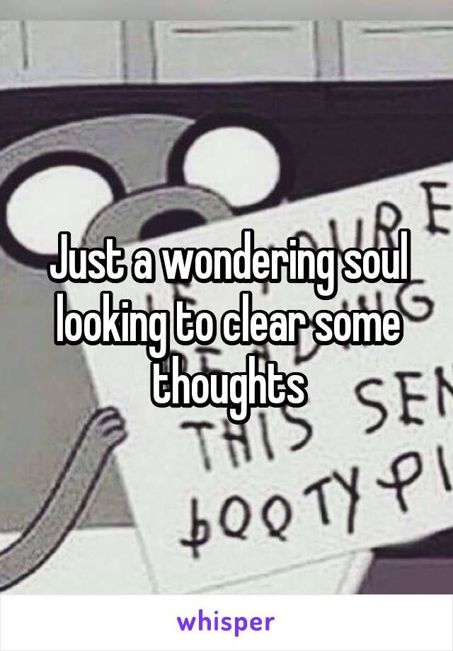 Just a wondering soul looking to clear some thoughts