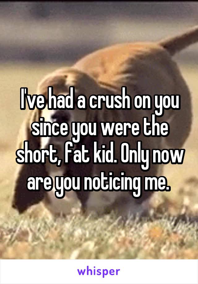 I've had a crush on you since you were the short, fat kid. Only now are you noticing me. 