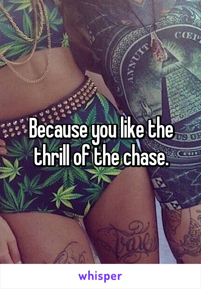 Because you like the thrill of the chase.