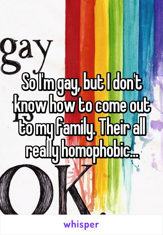 So I'm gay, but I don't know how to come out to my family. Their all really homophobic...