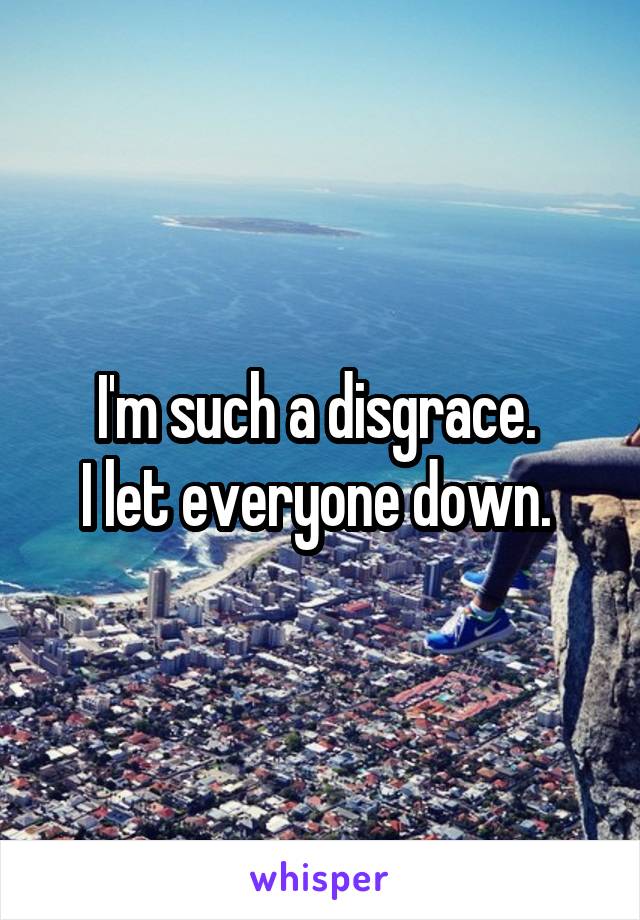 I'm such a disgrace. 
I let everyone down. 