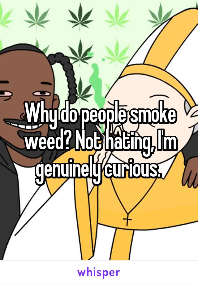 Why do people smoke weed? Not hating, I'm genuinely curious. 