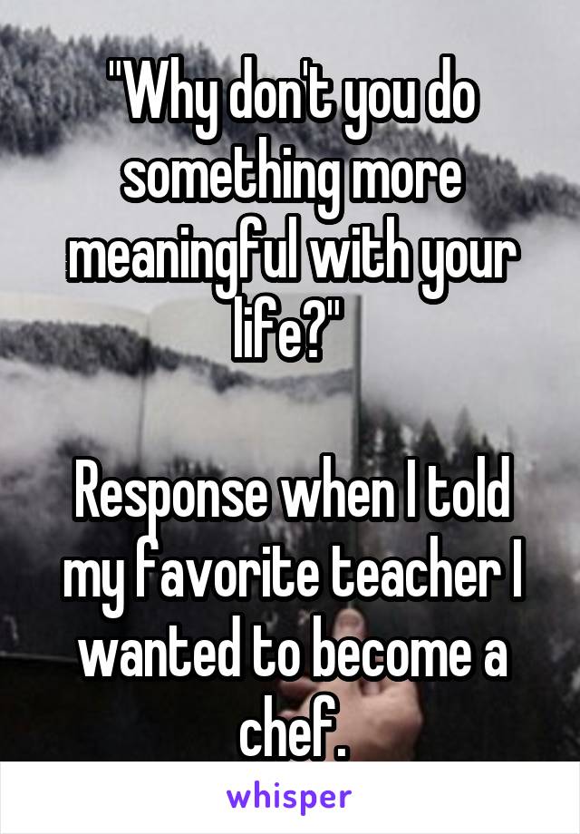 "Why don't you do something more meaningful with your life?" 

Response when I told my favorite teacher I wanted to become a chef.