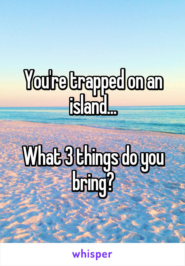 You're trapped on an island...

What 3 things do you bring?