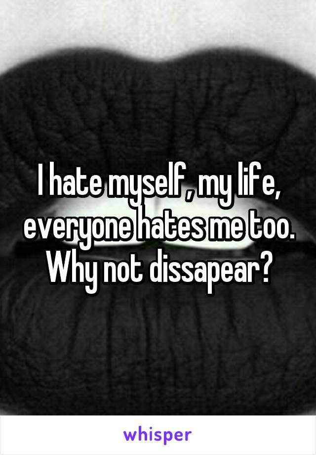 I hate myself, my life, everyone hates me too. Why not dissapear?