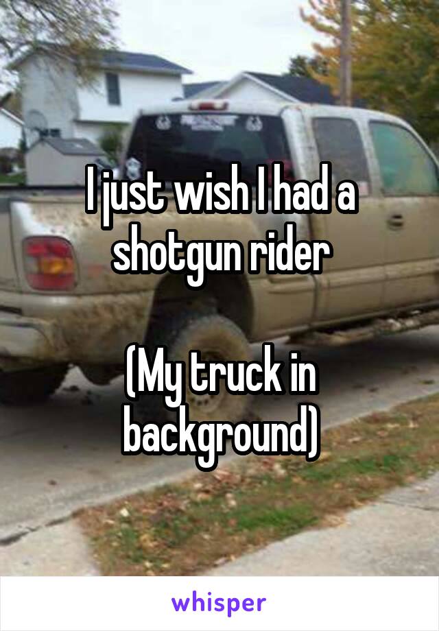 I just wish I had a shotgun rider

(My truck in background)