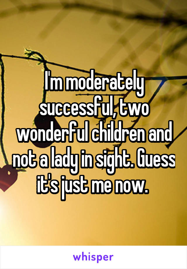 I'm moderately successful, two wonderful children and not a lady in sight. Guess it's just me now. 