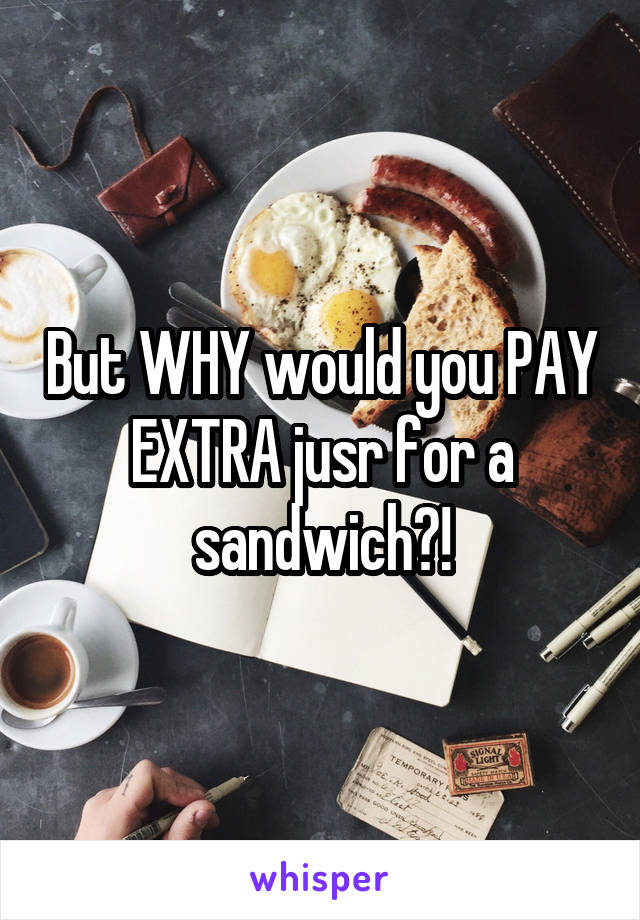 But WHY would you PAY EXTRA jusr for a sandwich?!