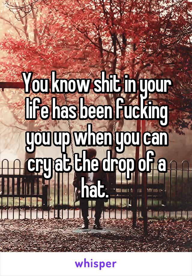 You know shit in your life has been fucking you up when you can cry at the drop of a hat. 