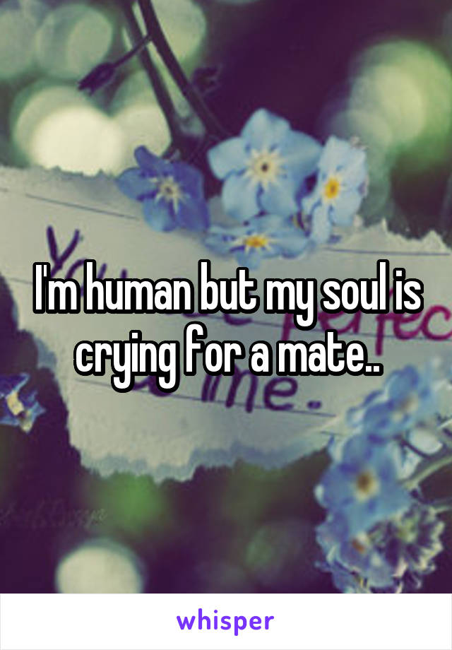 I'm human but my soul is crying for a mate..