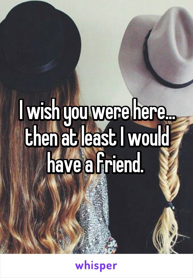 I wish you were here... then at least I would have a friend. 